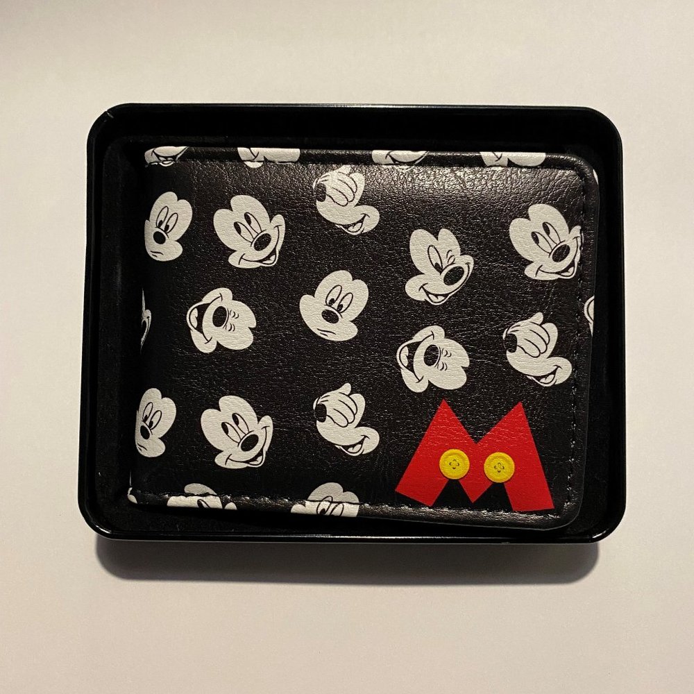 Mickey Mouse billfold wallet with Disney storage tin
